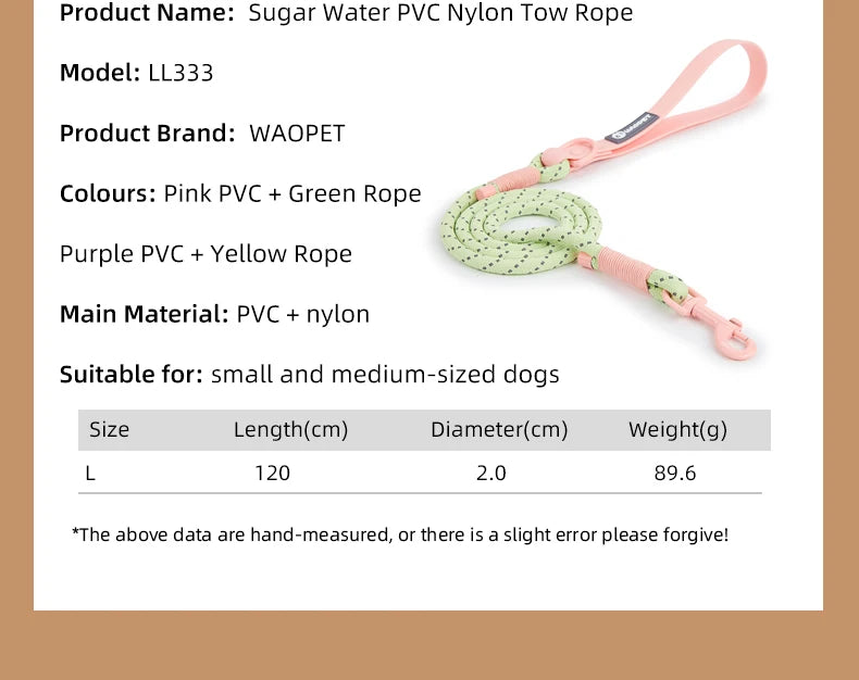 Cute Sugar Color Dog Collar and Leash Set for Small to Medium Dogs