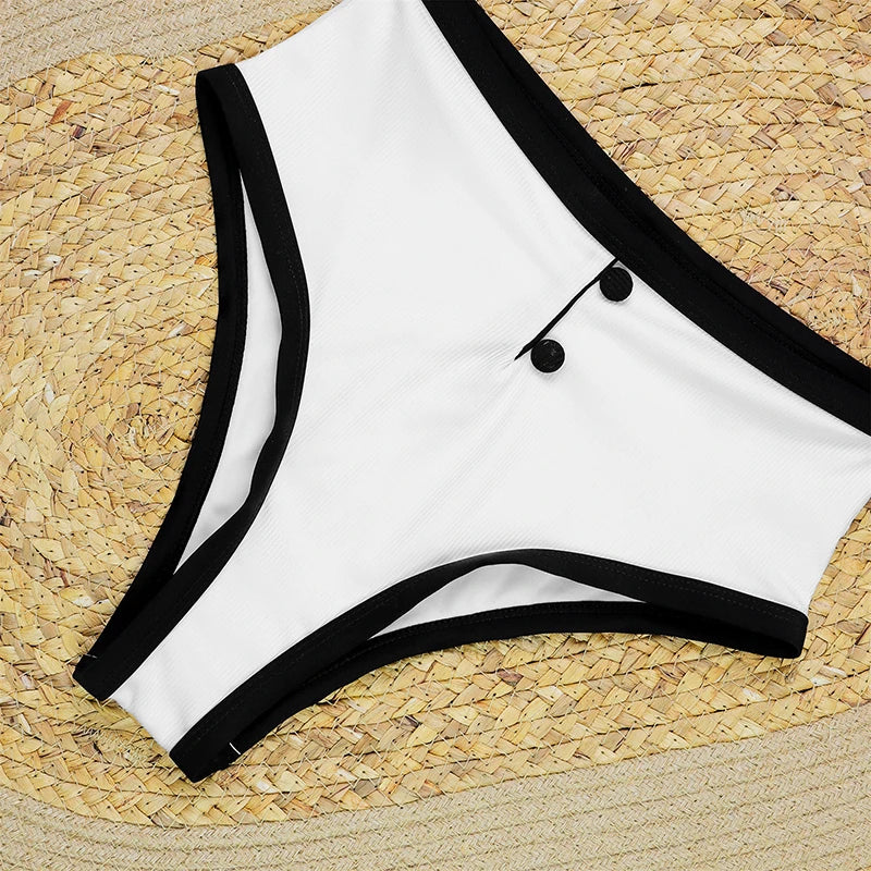 High Waist Women's Swimwear | Luxury Ribbed Two-Piece Bikini Set