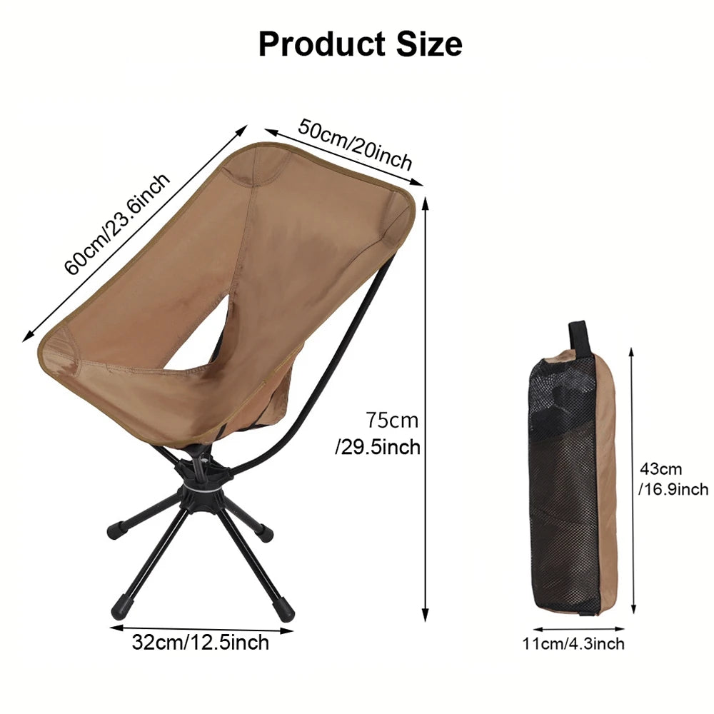 Lightweight Outdoor Folding Swivel Chairs for Camping & Fishing