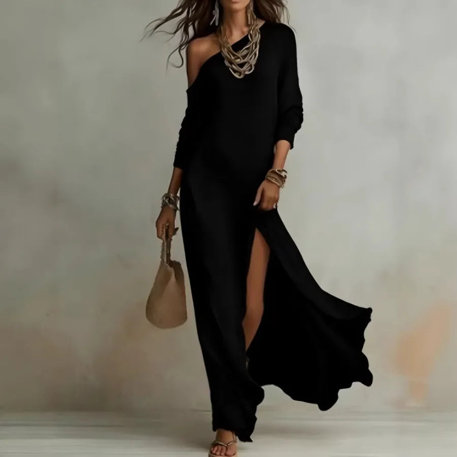 Elegant Long-Sleeved Knitted Dress | Summer Style for Women
