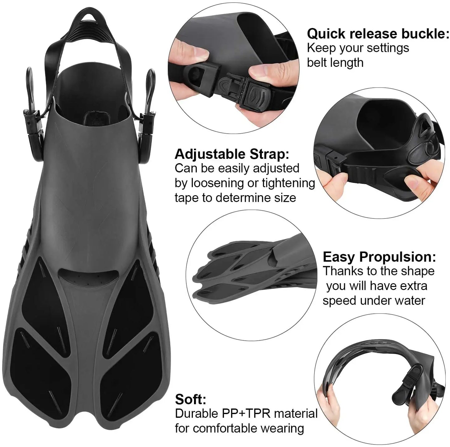5PCS Snorkeling Set | Dive Mask, Snorkel & Adjustable Fins