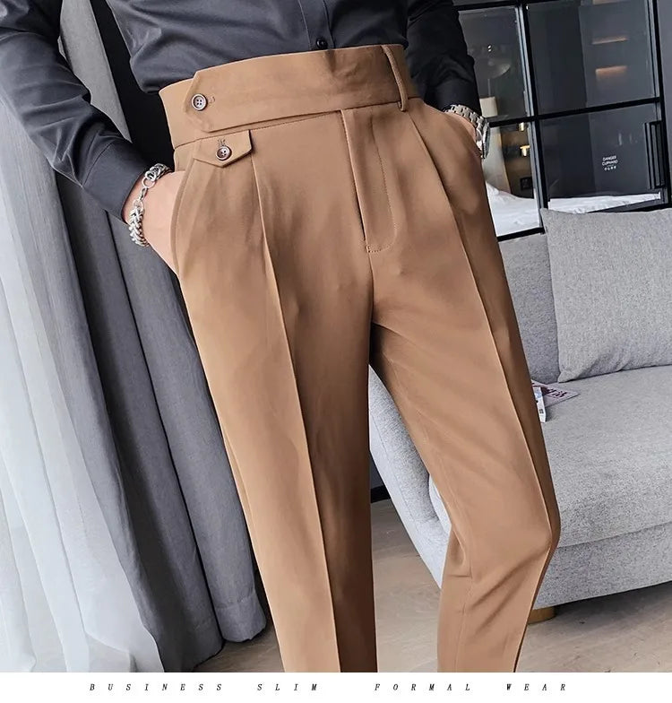 Men's High Waist Slim Fit Suit Pants | Smart Casual Fashion