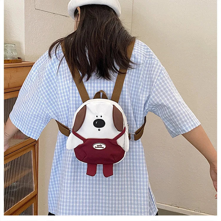 Cute Cartoon Dog Mini Backpack | Adjustable Canvas Travel Bag