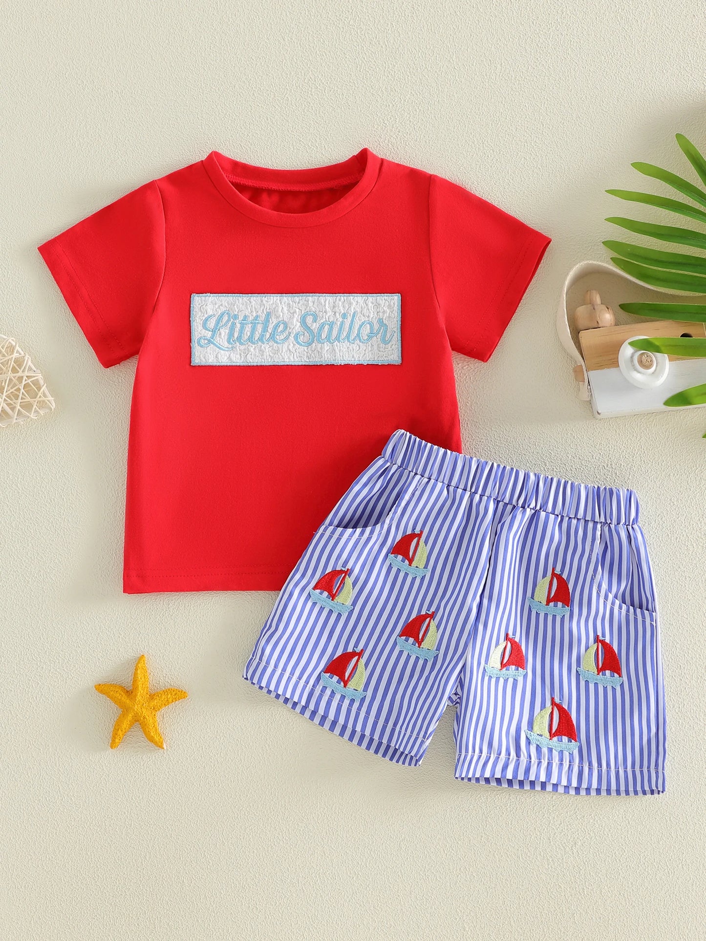 Boys Summer Outfit Set | Casual Short Sleeve Tee & Denim Shorts