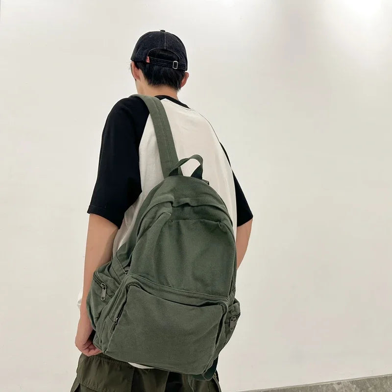 Vintage Washed Canvas Backpack | Stylish School & Travel Bag