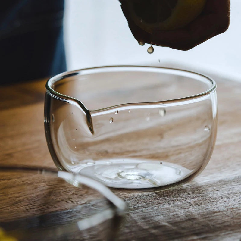 Transparent Double Layer Glass Tea Bowl | Heat-Resistant Mixing Bowl