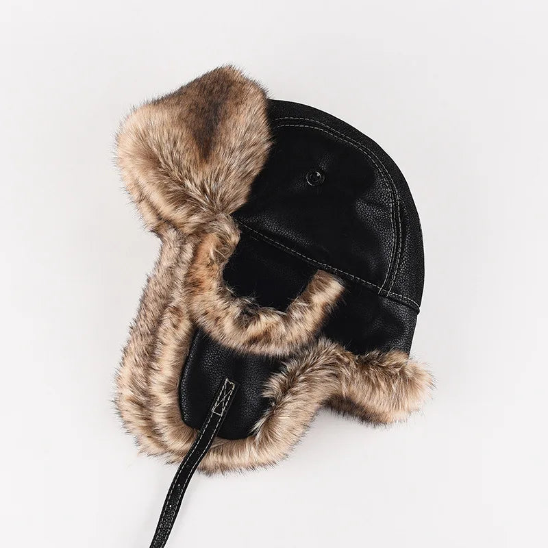 Plus Size Faux Fur Bomber Hat | Winter Windproof Trapper Cap