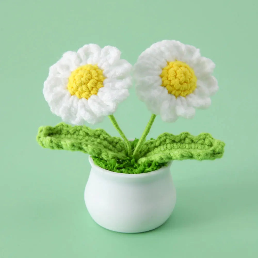 Flores de ganchillo de girasol y tulipán tejidas a mano | Encantadora decoración para el hogar