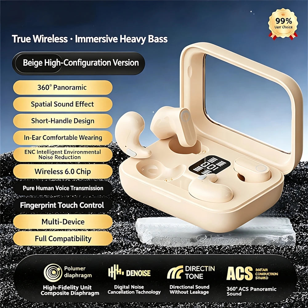 Wireless Earphones Open In-ear Type HIFI Bass 2in1 Bluetooth Headset High-definition Electric Quantity Digital Display Earplugs