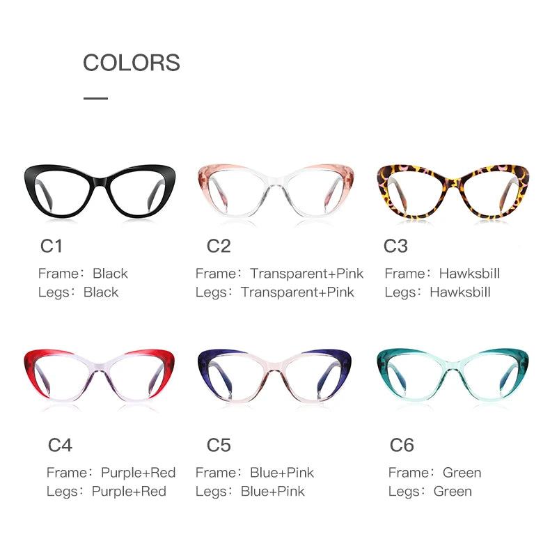 Stylish Retro Cat Eye Prescription Glasses | Anti-Blue Ray Protection