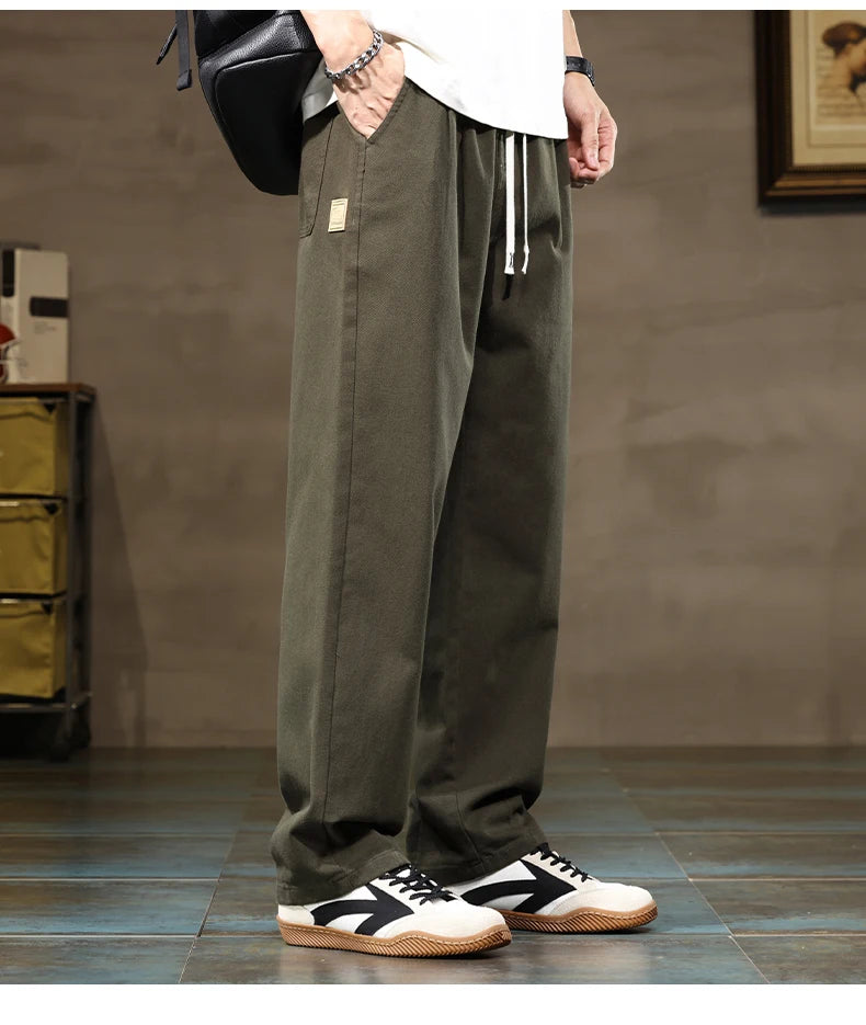 Comfortable Loose Men's Trousers | 100% Cotton Khaki Pants