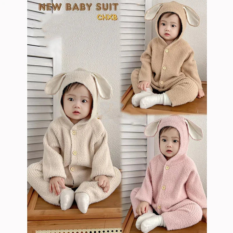 Cozy Cartoon Baby Rompers with Rabbit Ears | Adorable Infant Pajamas