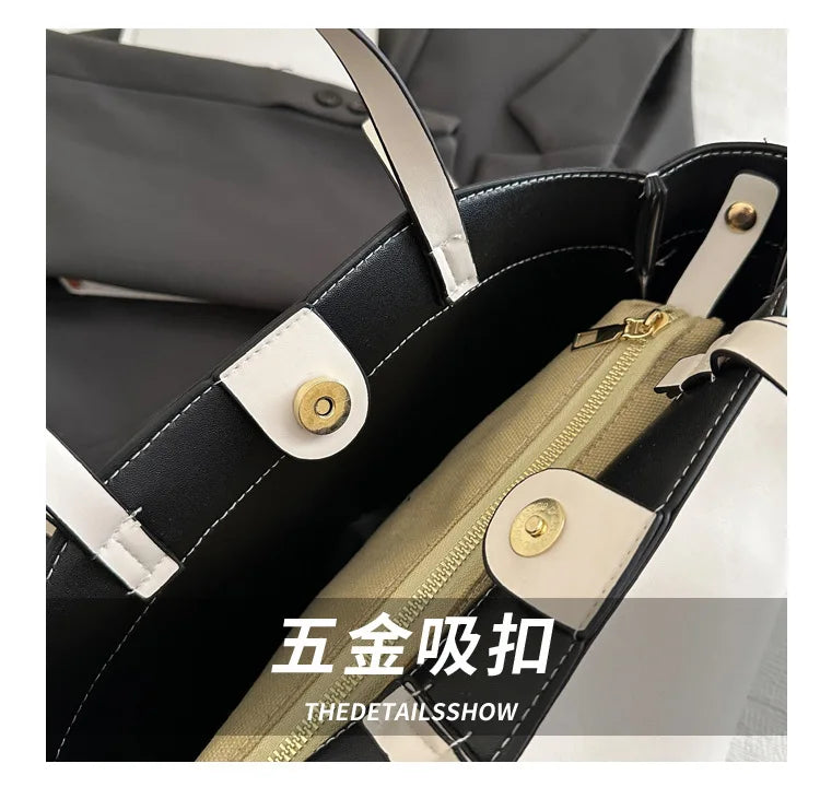 Trendy Women's Large Capacity PU Leather Tote & Crossbody Bag