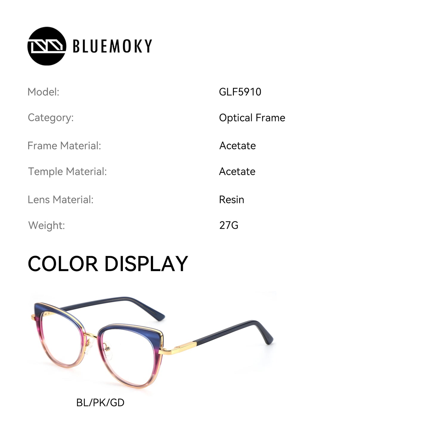 Stylish Acetate Prescription Glasses for Women - Cat Eye Design