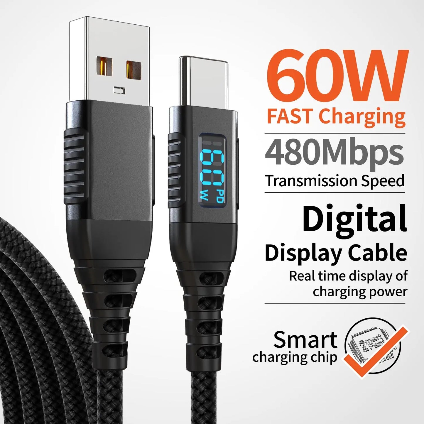 60W USB Type-C Fast Charging Cable | Universal Compatibility
