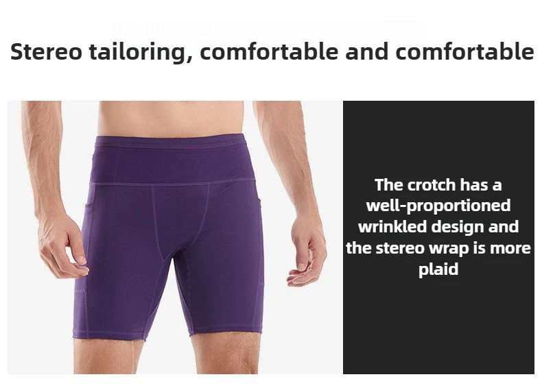 Quarter Length Compression Running Shorts with Multi-Pockets