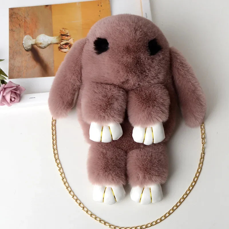 Bonito bolso bandolera de conejo de peluche | Encantador diseño cruzado