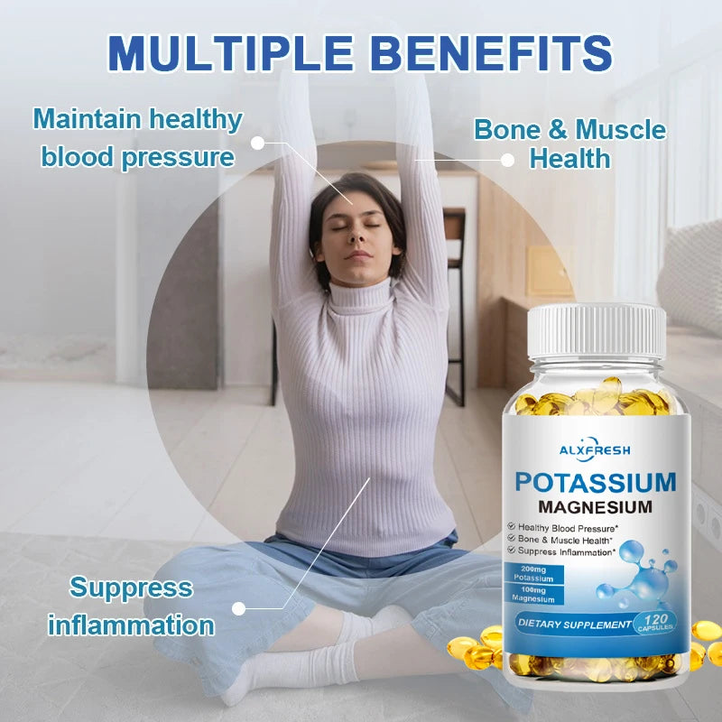 Potassium Magnesium Capsules for Health, Beauty & Fitness