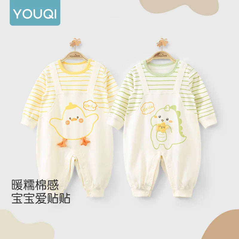 Unisex Baby Autumn Romper | Soft Cotton Long-Sleeve Jumpsuit
