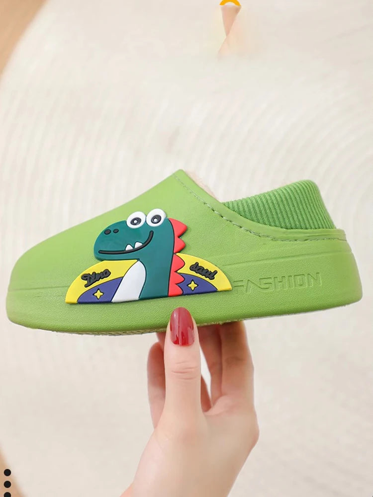Kids Cute Animal Print Plush Slippers | Warm Cozy House Shoes