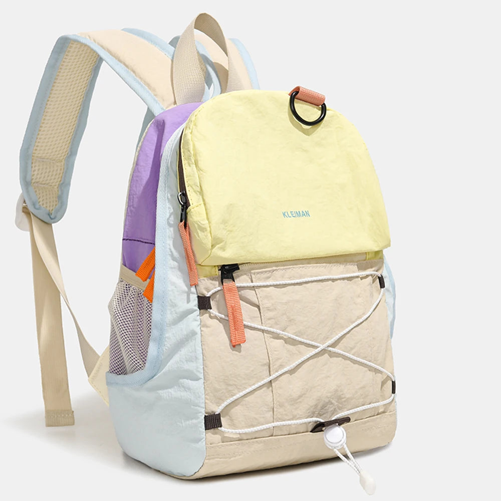 Color Block Mini Nylon Backpack | Lightweight Daypack for All Use