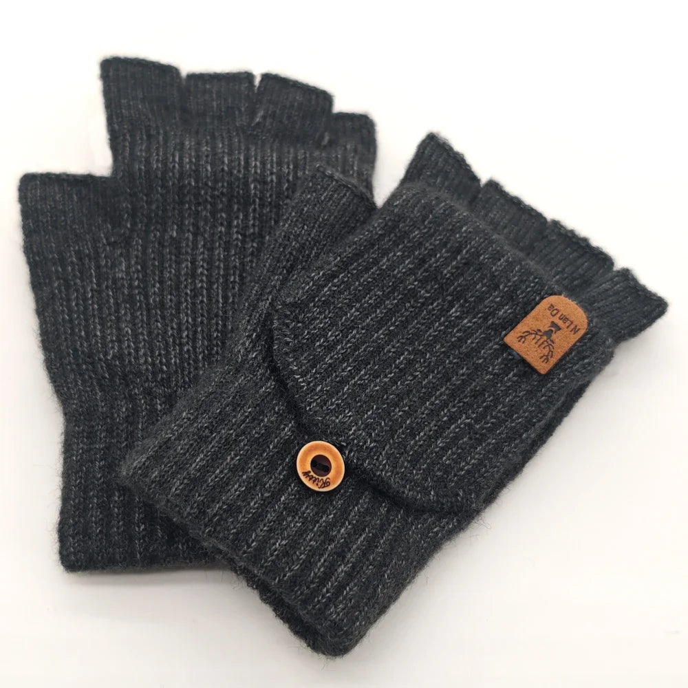 Half Finger Winter Gloves | Convertible Fingerless Mittens for All