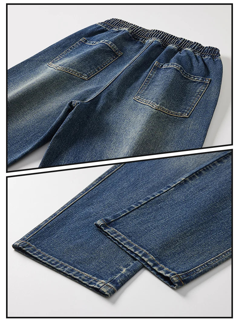 Men's Vintage Drawstring Wide-Leg Jeans | Trendy Casual Pants