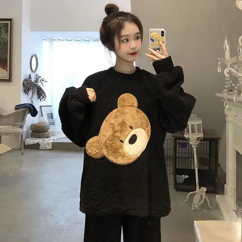 Women's Cozy Flannel Two Piece Winter Pajama Set | Cute Cartoon Design