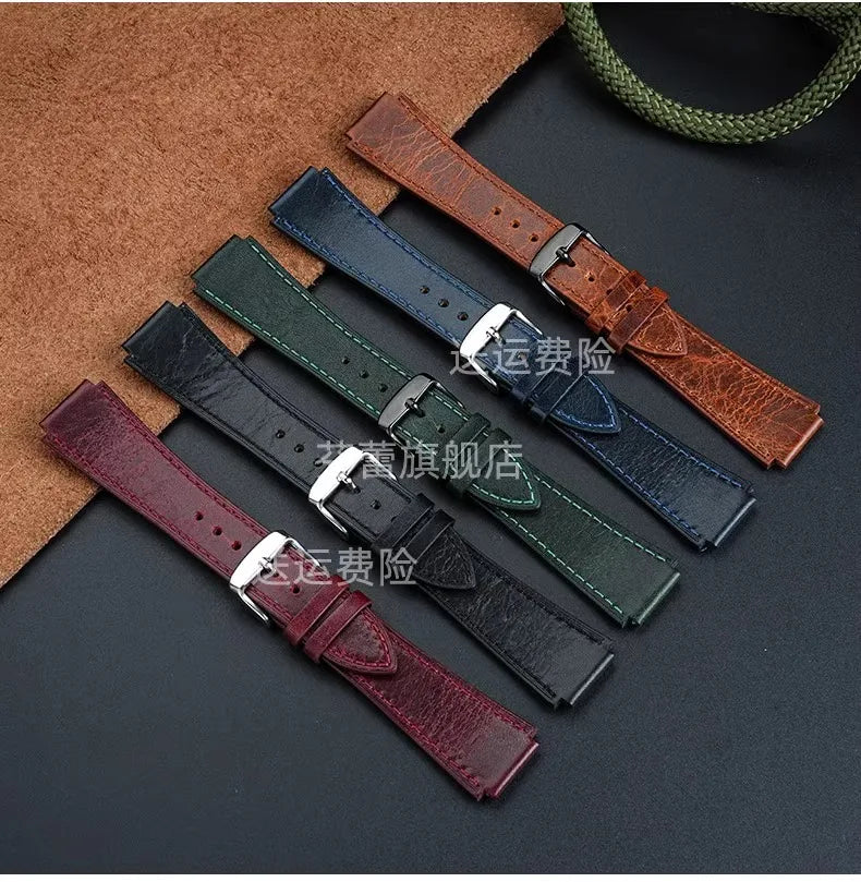 Retro Genuine Leather Watchband | Vintage Men's Bracelet 18MM