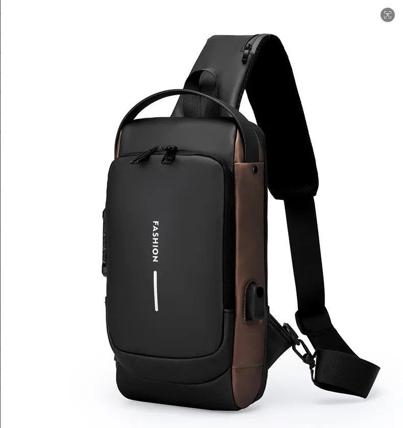 Men's Anti-Theft Chest Bag with USB Port | Waterproof Crossbody Sling
