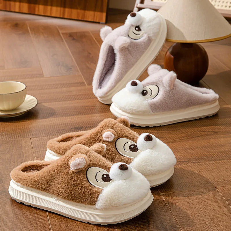 Women's Cozy Cartoon Plush Corduroy Slippers | Fun Indoor Footwear