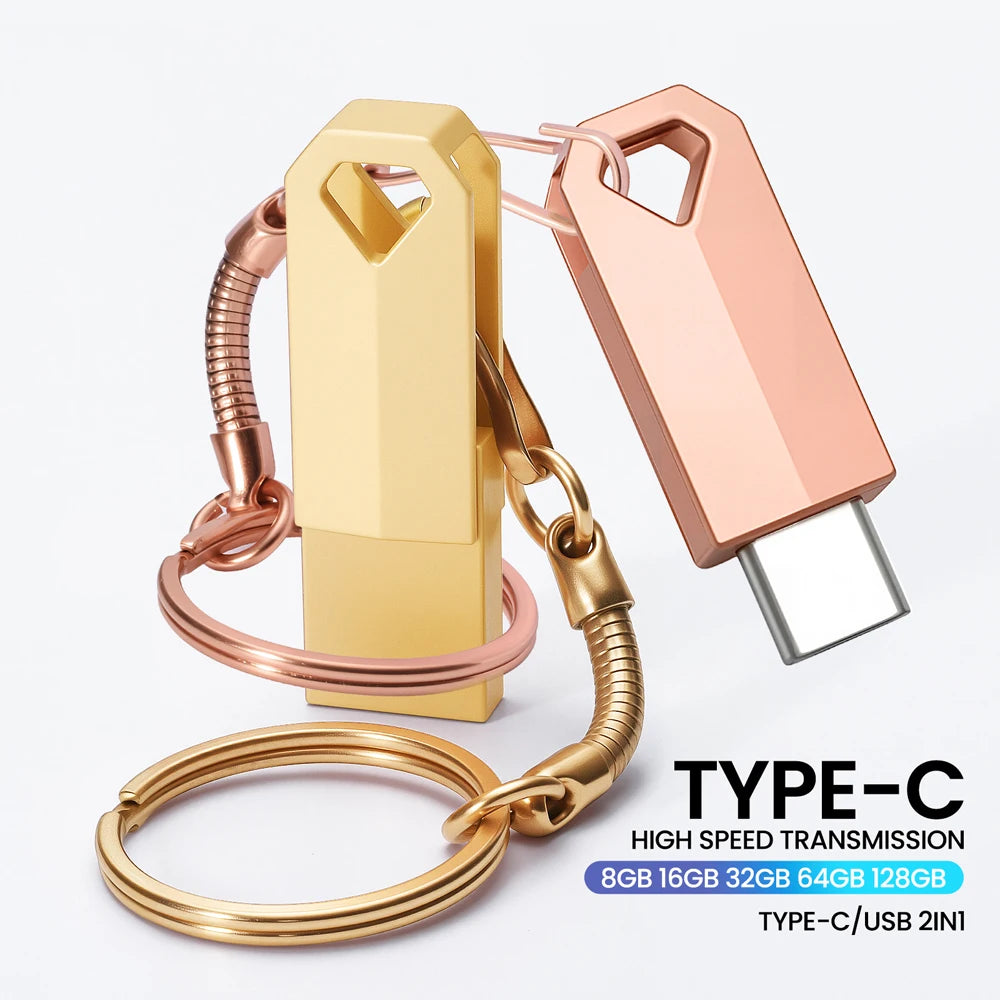2-in-1 Mini Type C Metal USB Flash Drive | Creative Gift Options