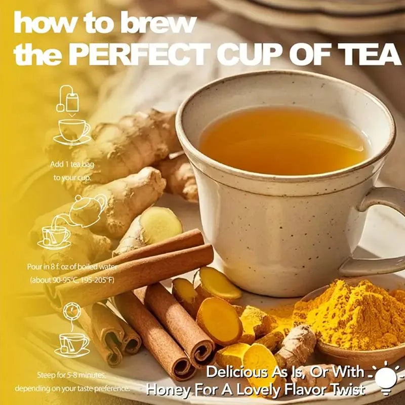 Caffeine-Free Turmeric Ginger Herbal Tea | Natural Healing Blend