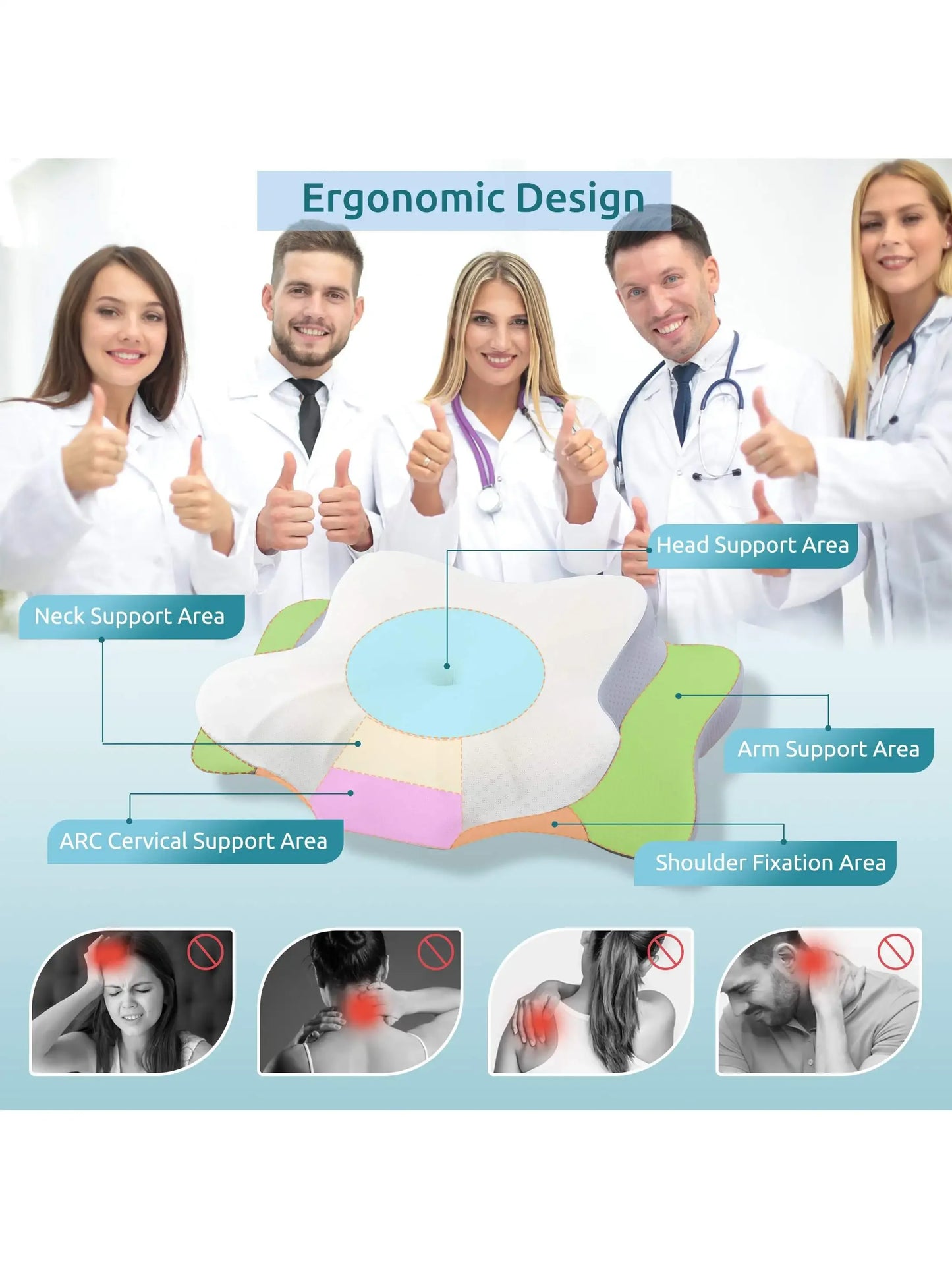 Ergonomic Memory Foam Neck Support Pillows for Pain Relief
