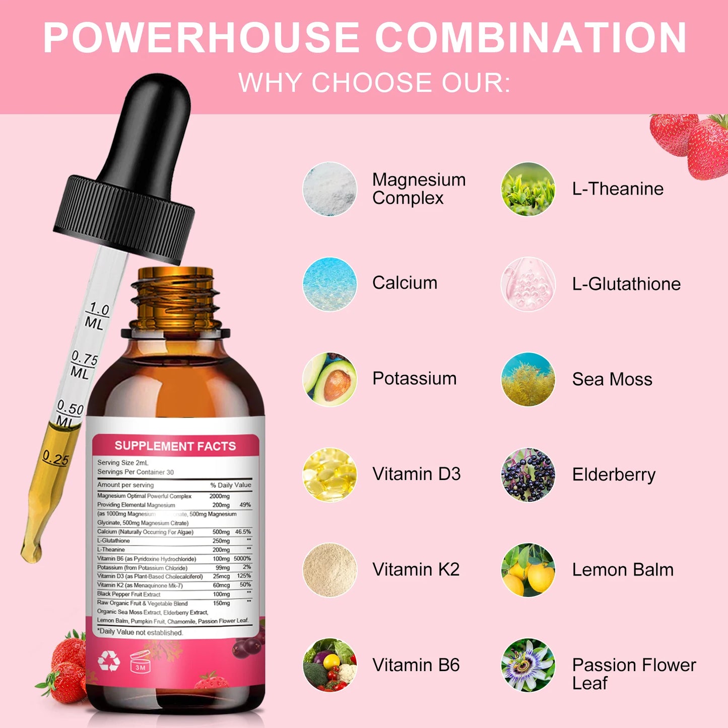 High Potency Liquid Magnesium Glycinate for Relaxation and Sleep