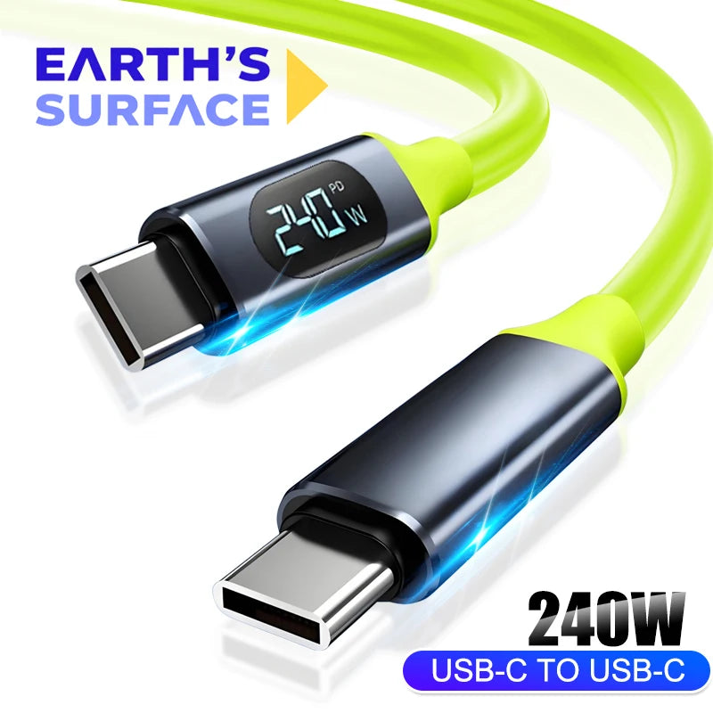 100W USB Type C Cable | Fast Charging Data Cord with LED Display