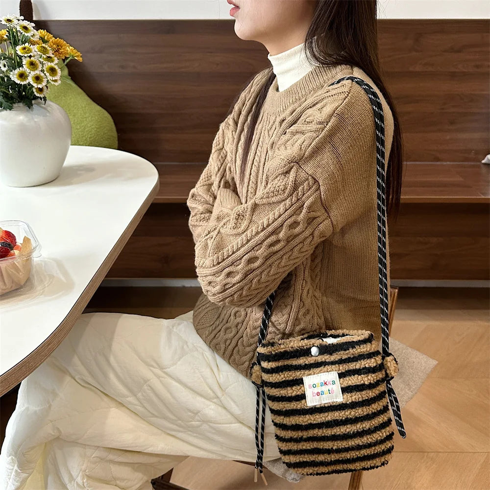 Cute Plush Dot Crossbody Bags for Women | Portable Shoulder Bag