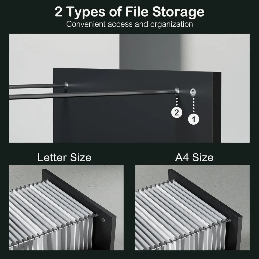 63" Height Adjustable Standing Desk with File Cabinet & Privacy Panel