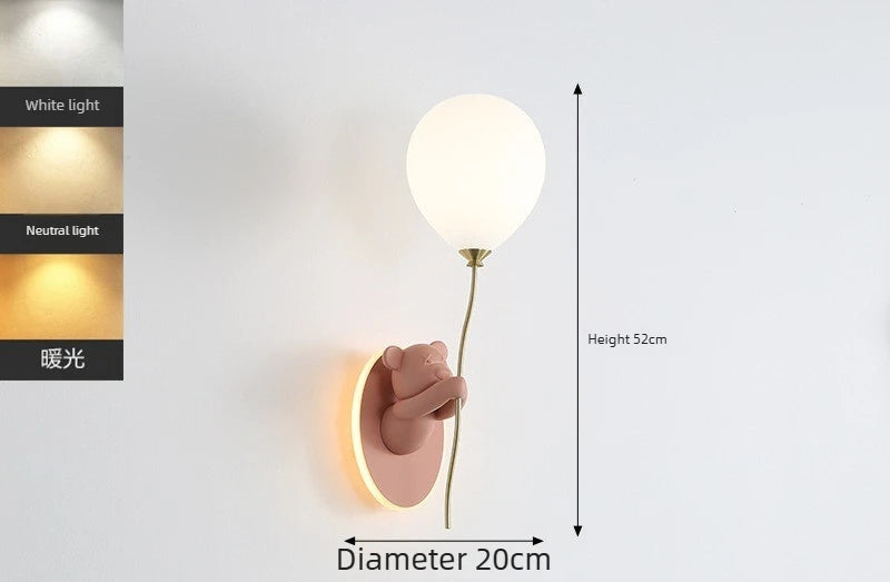 Lámpara de pared de oso creativo | Lámpara suave de globo de dibujos animados para habitaciones infantiles