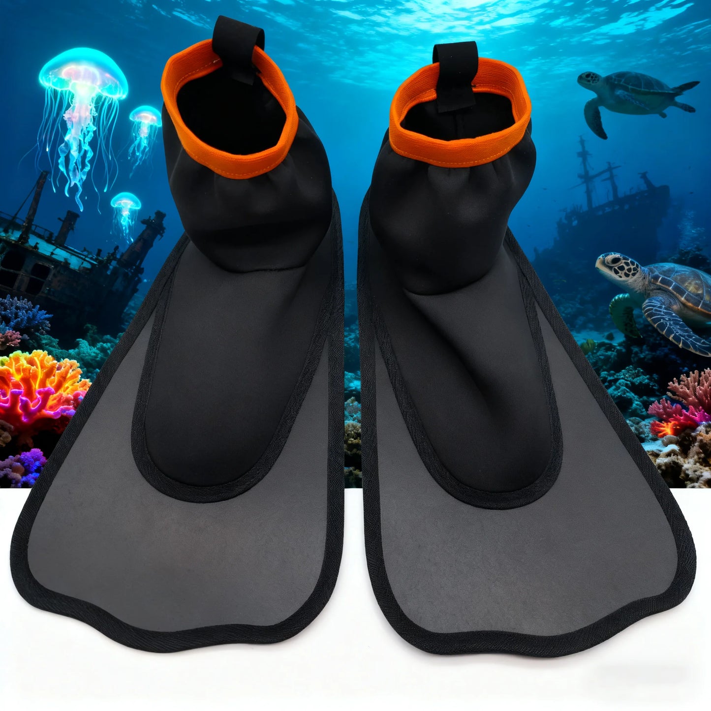 Lightweight Short Snorkel Fins for Adults | Travel-Friendly Swim Flippers