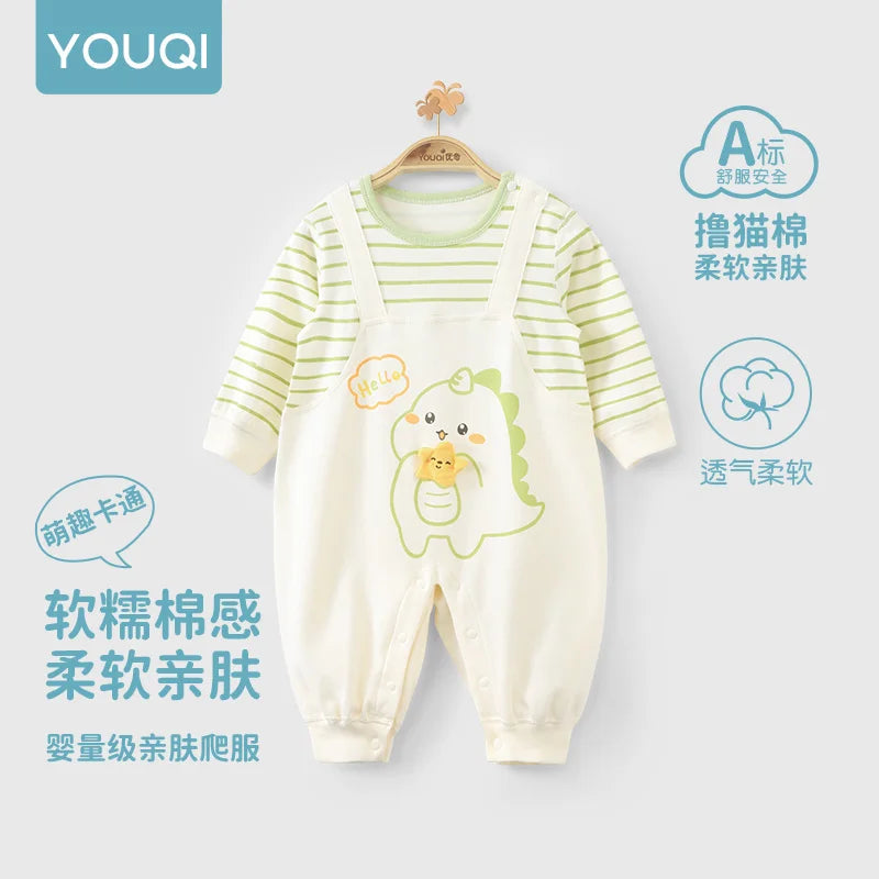 Unisex Baby Autumn Romper | Soft Cotton Long-Sleeve Jumpsuit