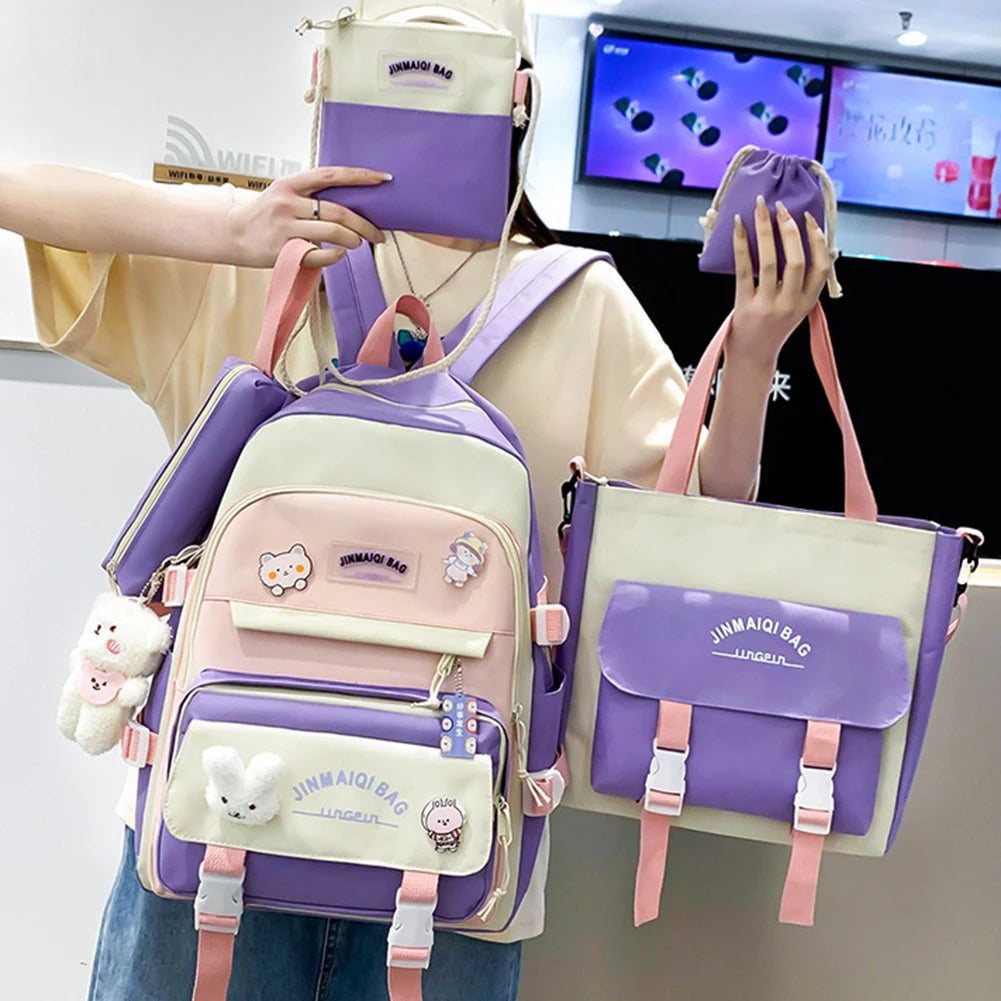 Kawaii Cute Backpack for Girls | Multi-Pockets School Bag
