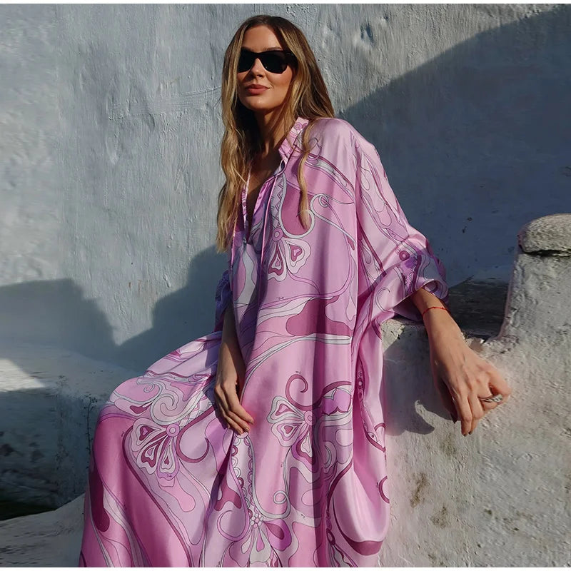 Stylish Oversized Women's Print Kaftan Maxi Dress for Summer