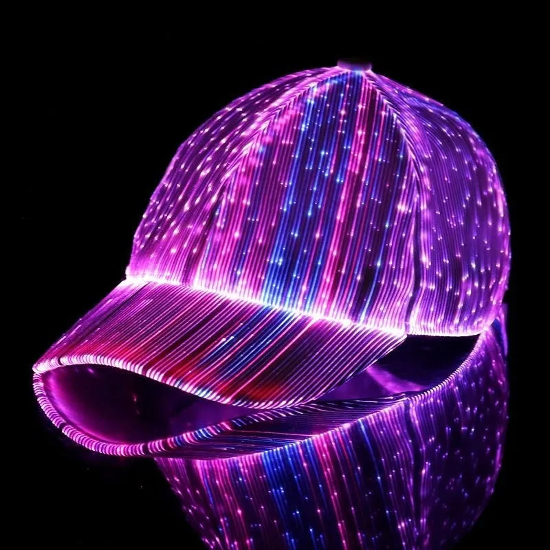 LED Fiber Optic Baseball Cap | Glowing Hip-Hop Hat for Parties
