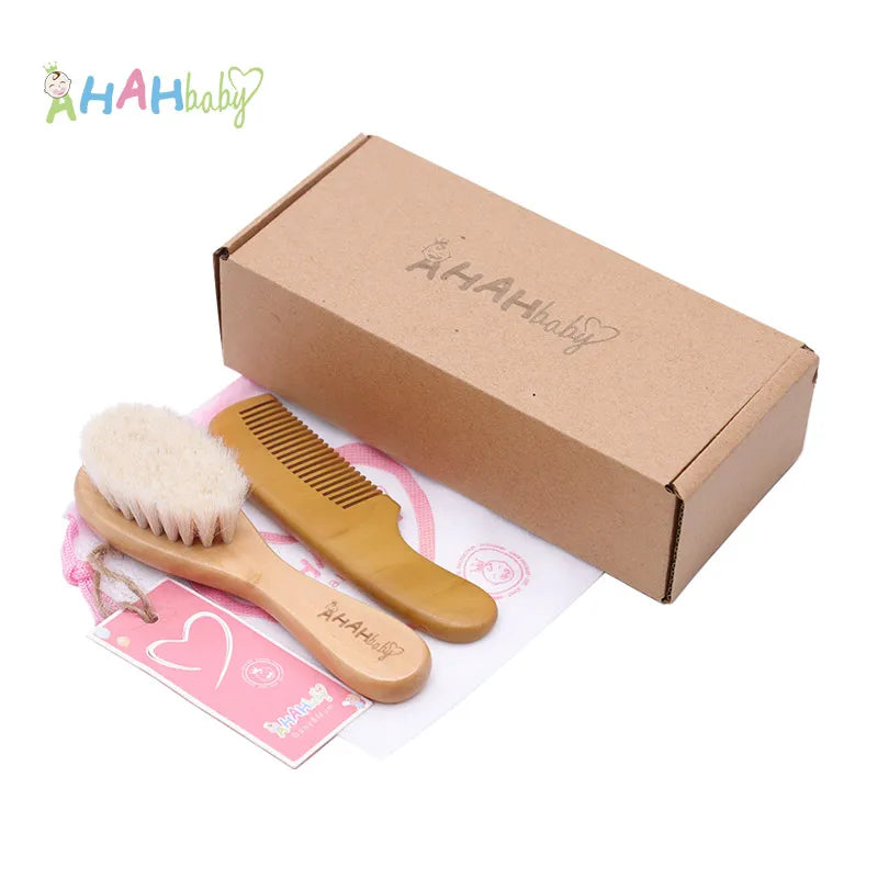 2pcs Baby Hair Brush and Comb Set | Soft Wood Comb for Newborns