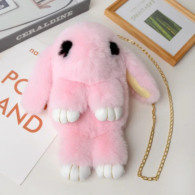 Bonito bolso bandolera de conejo de peluche | Encantador diseño cruzado