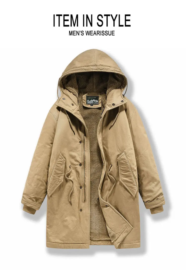 Men's Retro M51 Mid-Length Windbreaker Parka with Hood | Fall/Winter