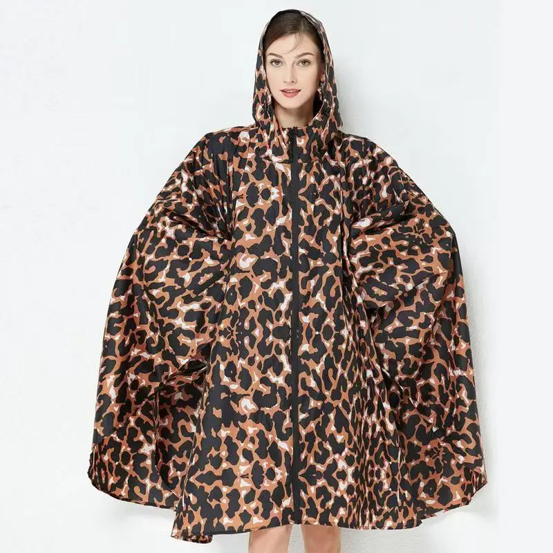 Lightweight Leopard Raincoat for Women | Waterproof Windproof Cloak