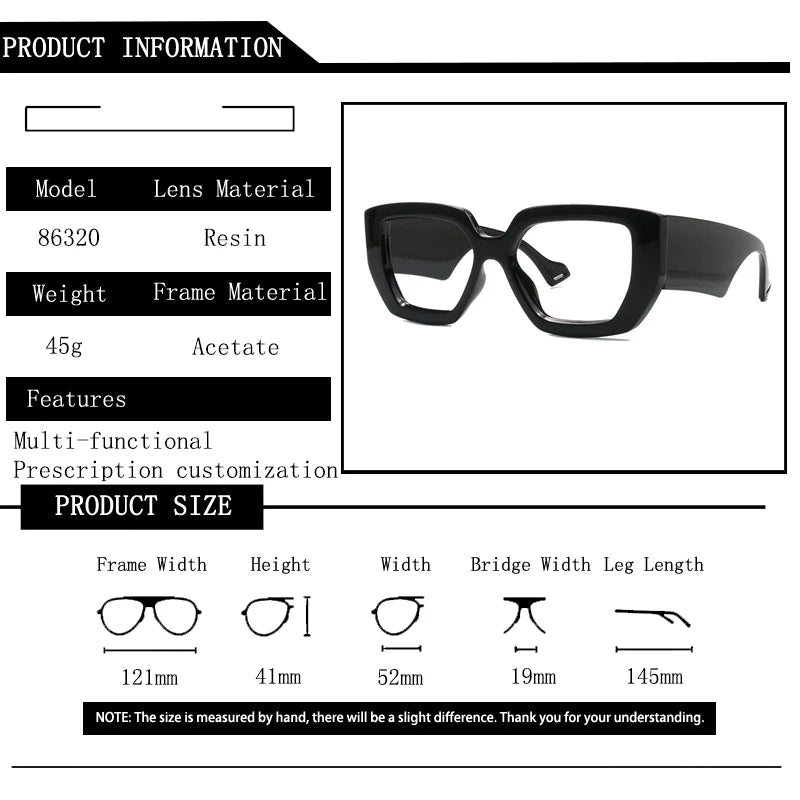 Oversized Anti Blue Light Prescription Glasses for Men & Women