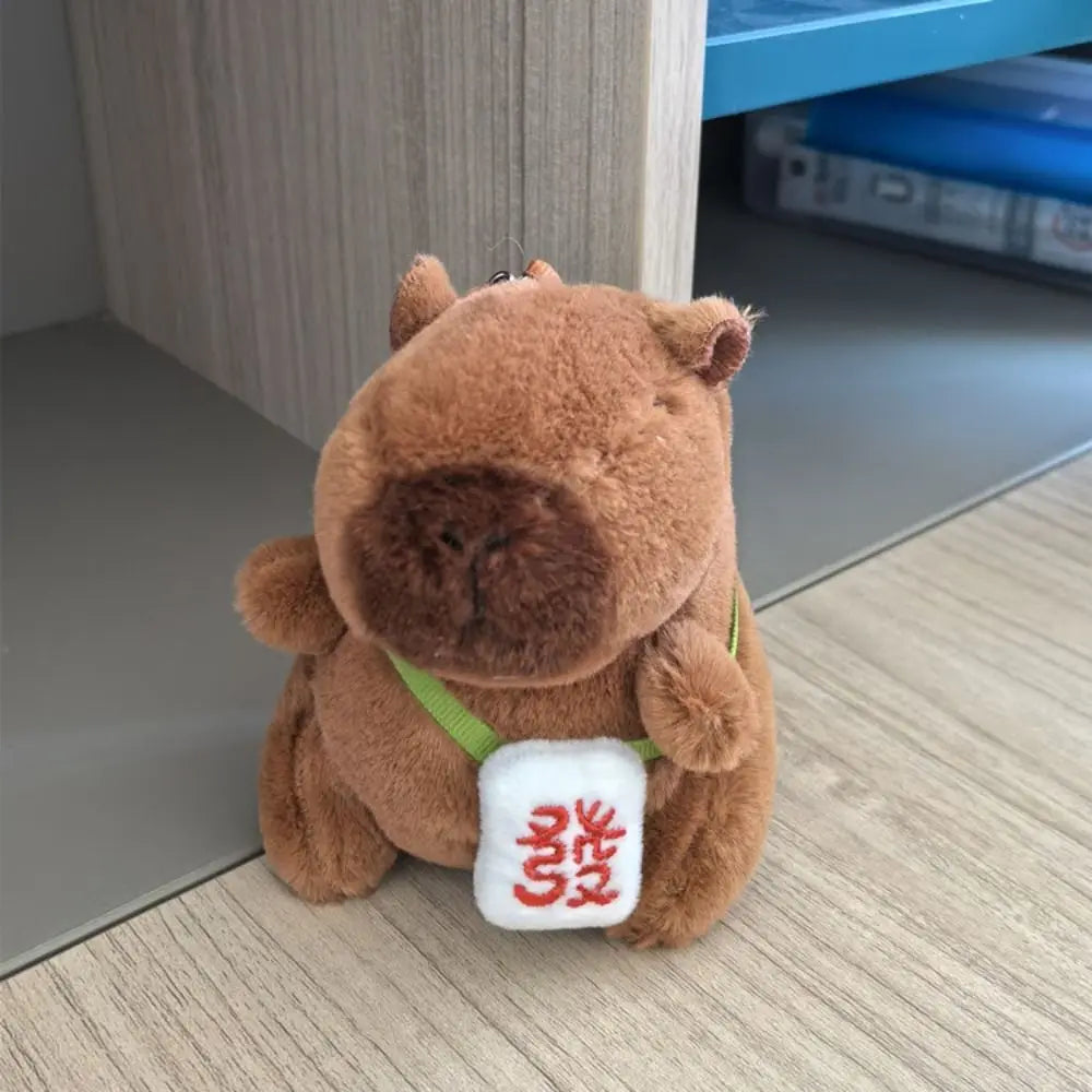 Capybara Plush Toy with Hoodie Wings Small Stuffed Animal Keychain Doll